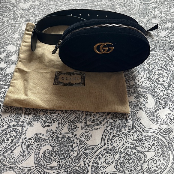 Gucci Marmont Belt bag black velvet size 75 - Picture 1 of 8